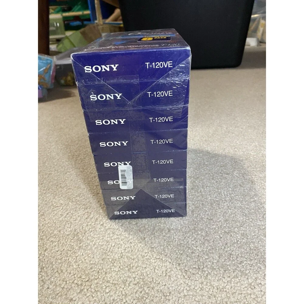 Sony T-120VE Premium Grade VHS Blank Tapes 8-Pack 6 Hours - Sealed
